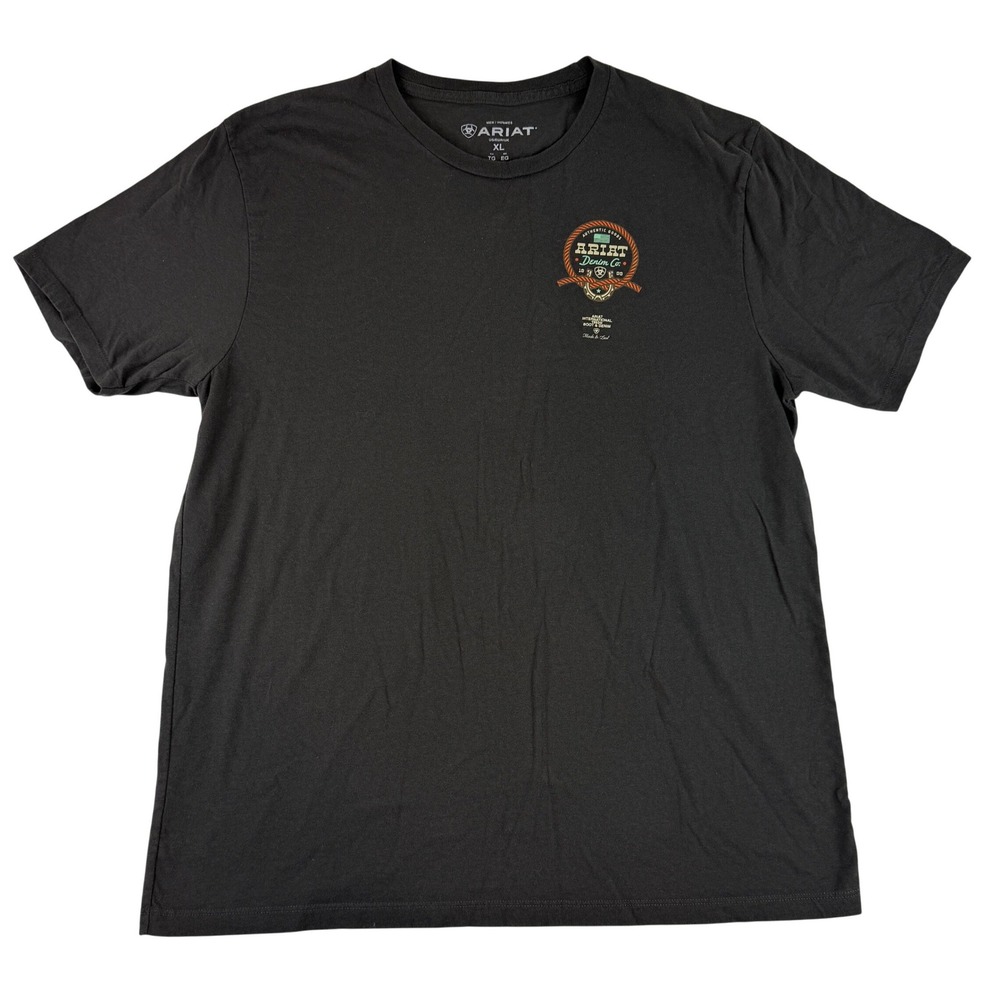 Ariat T-Shirt Mens XL Black Short Sleeve Western Denim Co‎ Graphic Tee Cotton